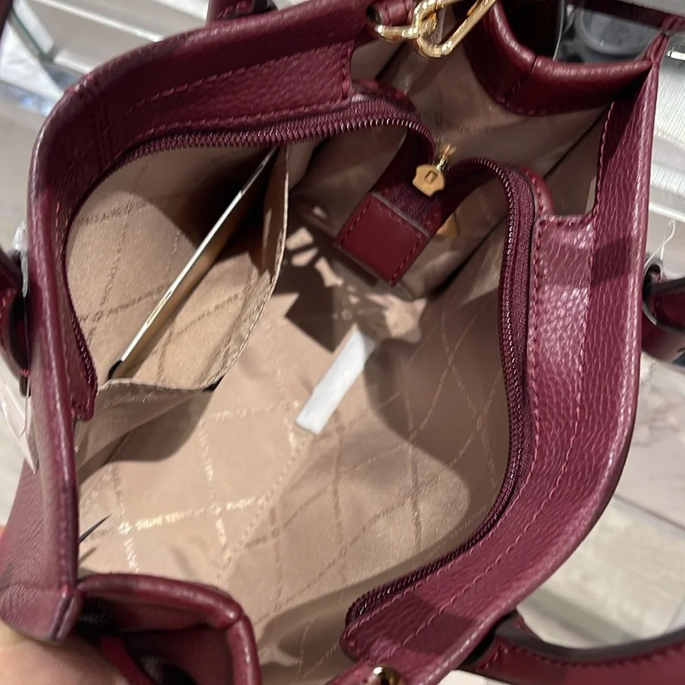 Michael Kors Mirella Small Pebbled Leather Crossbody Bag Oxblood  NWT